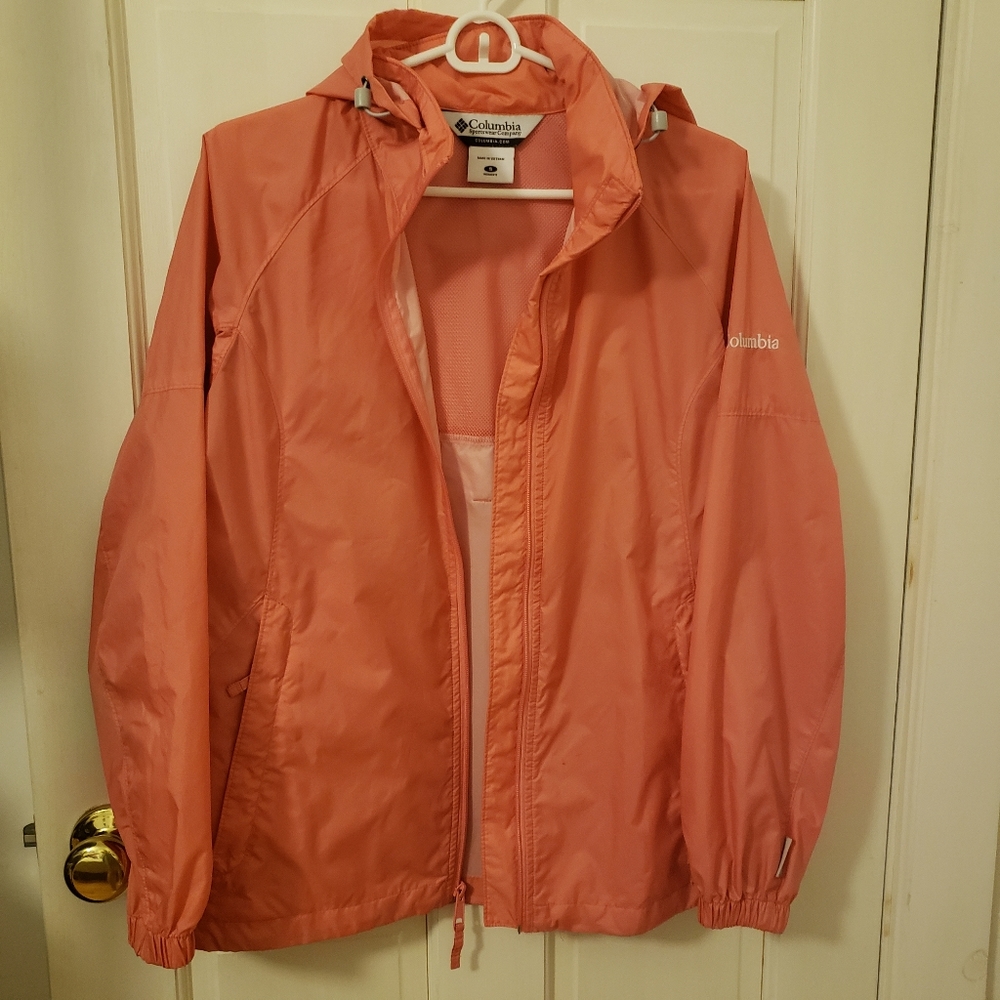 Columbia neon orange windbreaker